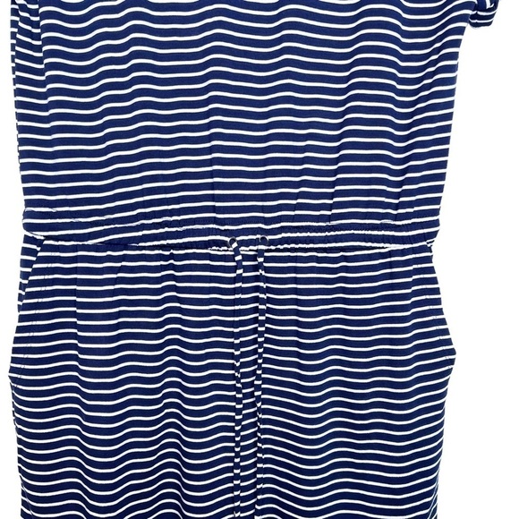 HILARY RADLEY Striped Drawstring Waist Dress Size Small in Navy and White Stripe - Picture 8 of 16